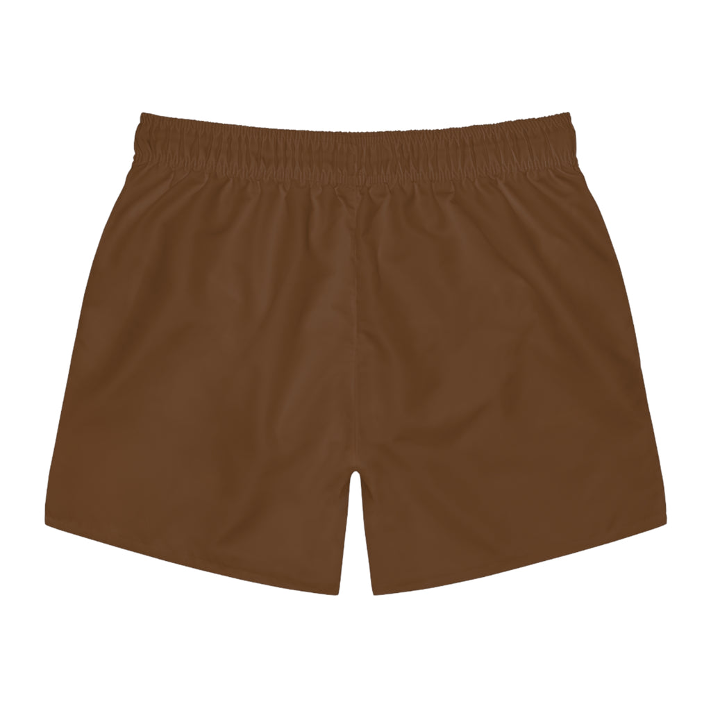 Yellow Daisy Swim Trunks | Brown Floral Beach Shorts