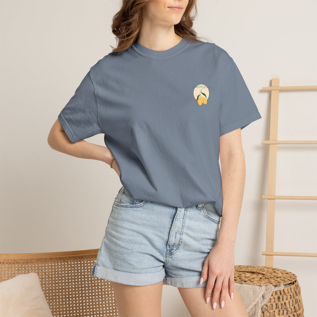 Lemon Illustration T-shirt | Small Chest Graphic, Citrus Design