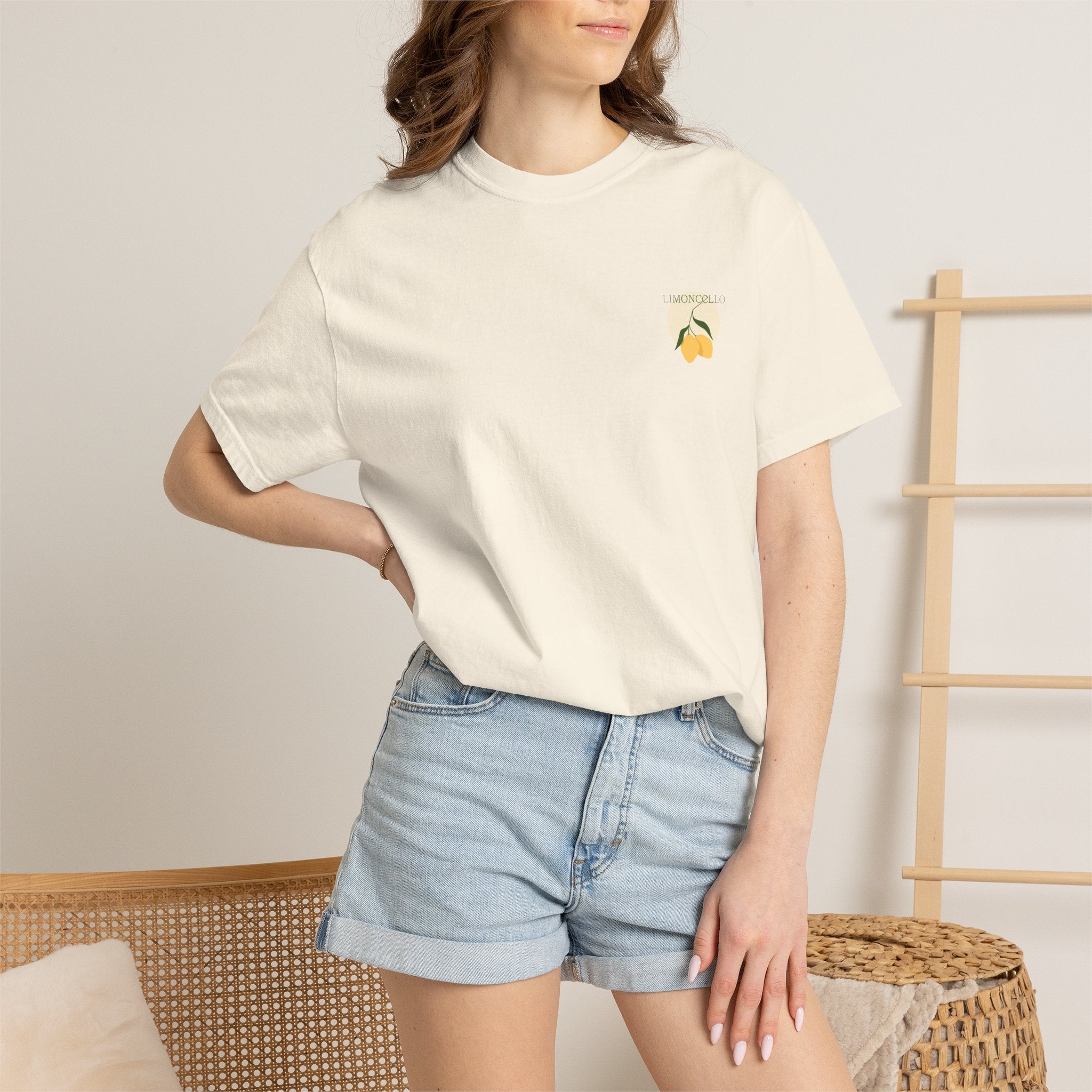 Lemon Illustration T-shirt | Small Chest Graphic, Citrus Design