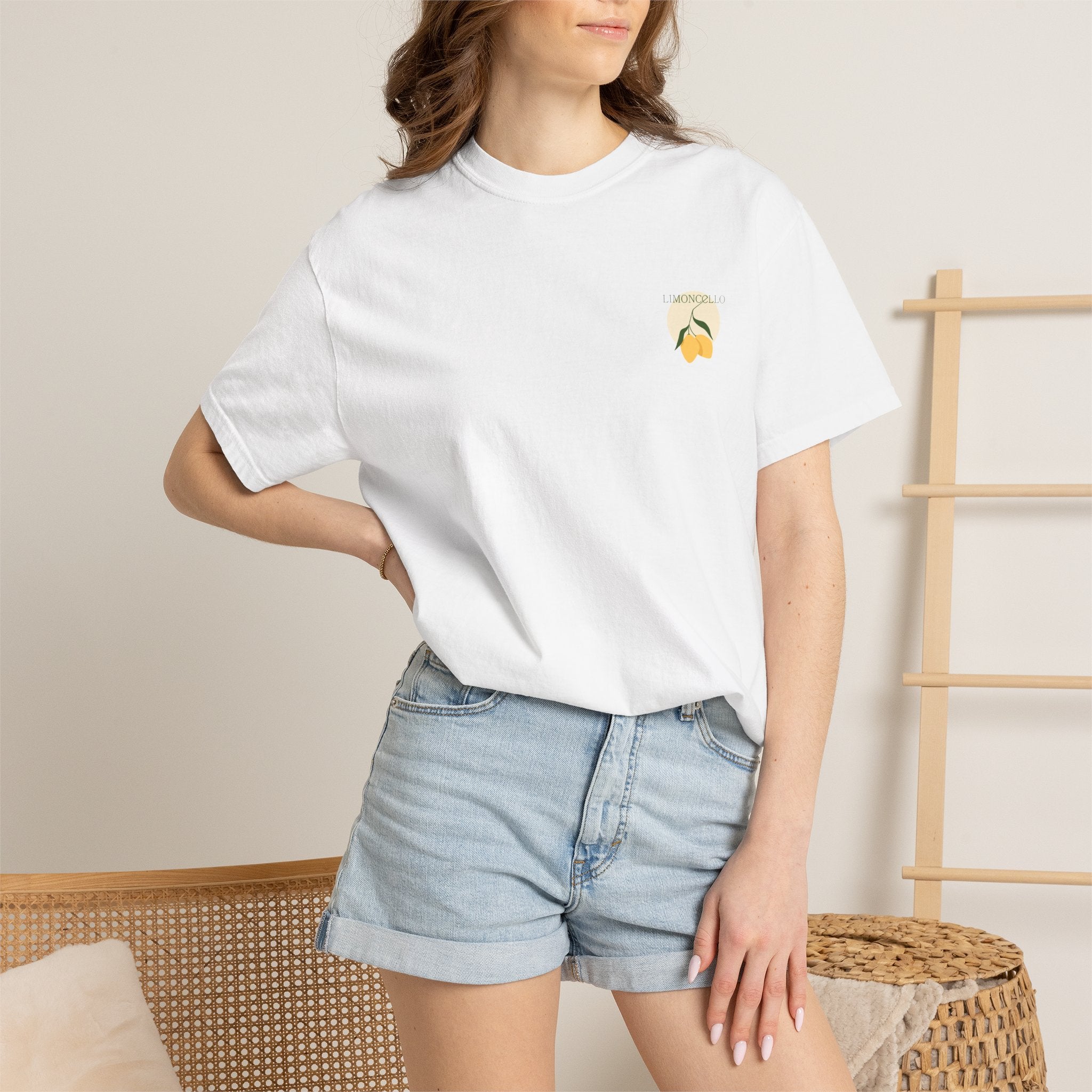 Lemon Illustration T-shirt | Small Chest Graphic, Citrus Design